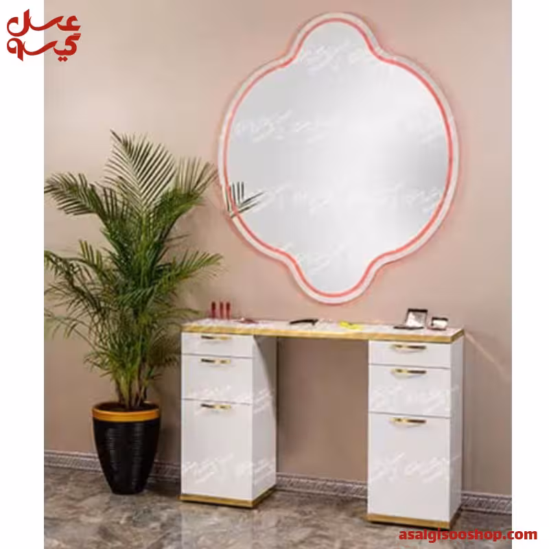 آینه دیواری بدون فرم فلزی با بک لایت و یک عدد فایل زیر آینه9065 برند صنعت نواز | کد 2818