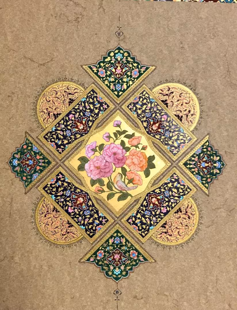 تابلو تذهیب گل و مرغ کد 10252