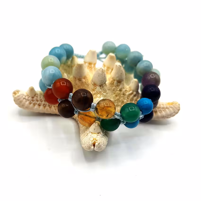 دستبند دو ردیفه اونتورین هفت سنگ کد 310159