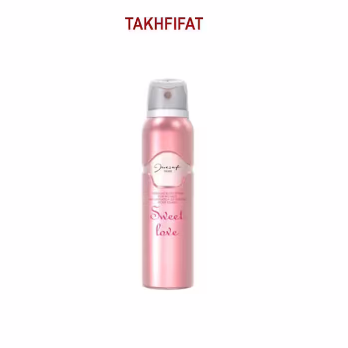 اسپری بدن زنانه ژک ساف مدل سوییت لاو  Sweet Love حجم 150 میلی لیتر (body spray jacsaf)