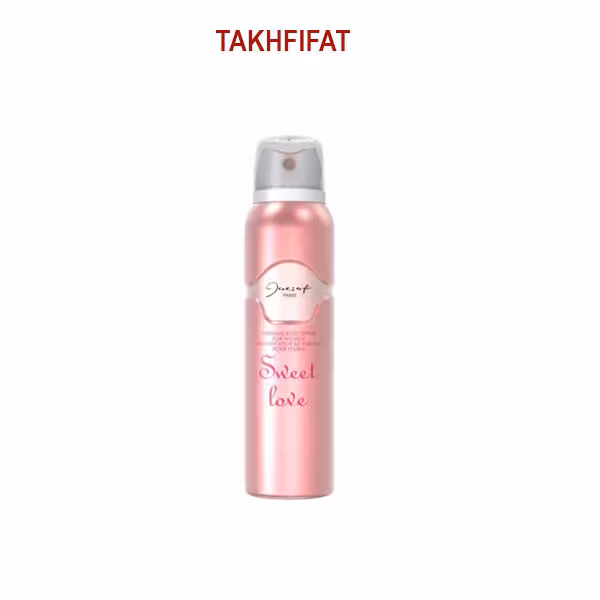 اسپری بدن زنانه ژک ساف مدل سوییت لاو  Sweet Love حجم 150 میلی لیتر (body spray jacsaf)