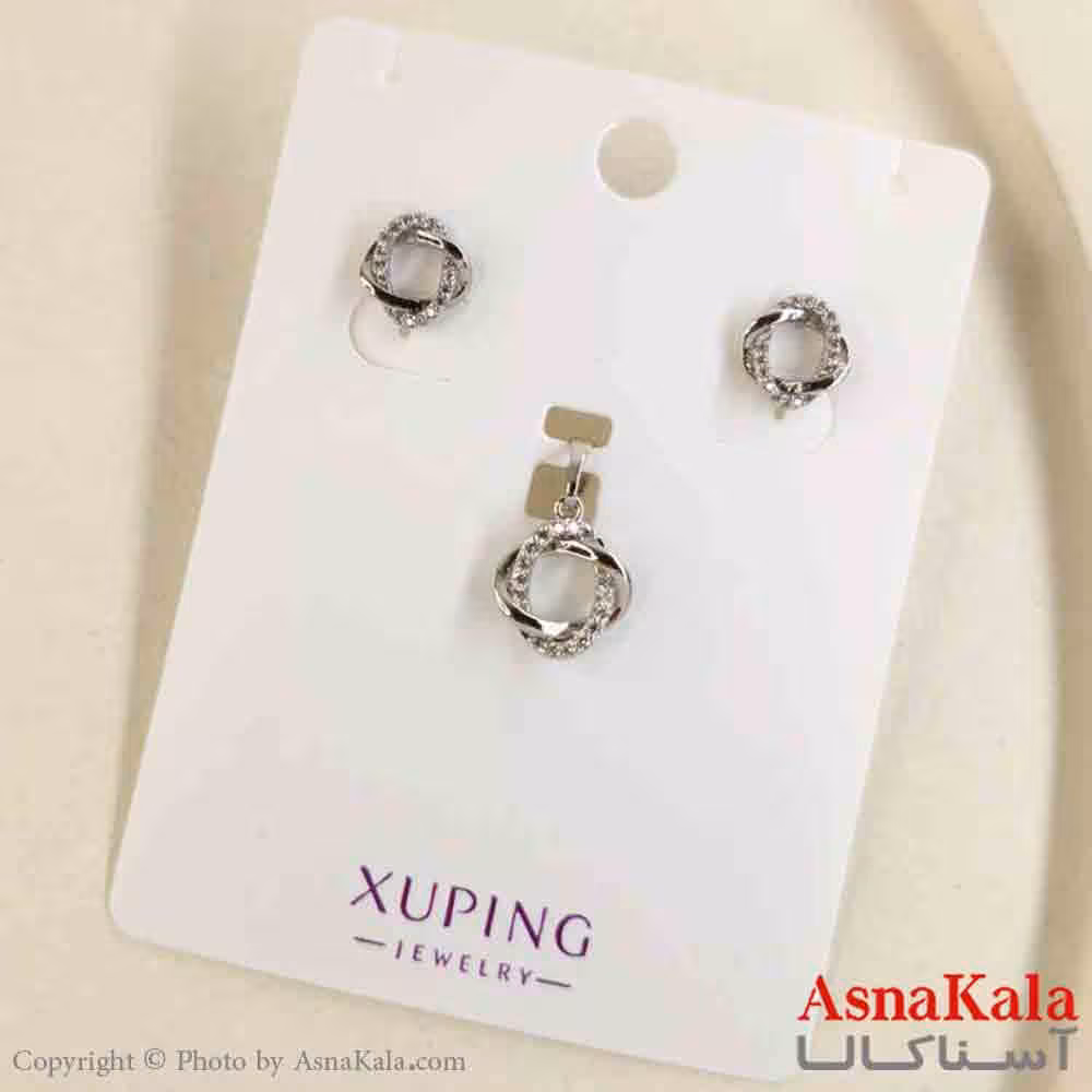 نیم ست زنانه ژوپینگ مدل گرد پیچی شامل گوشواره و گردنبند کد NIM14832W