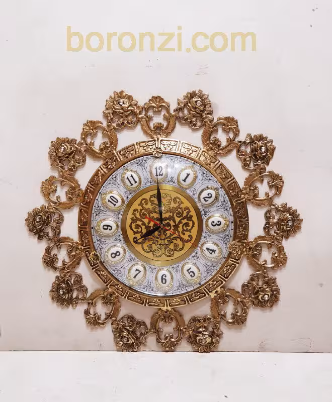 ساعت دیواری برنزی گل رز 28