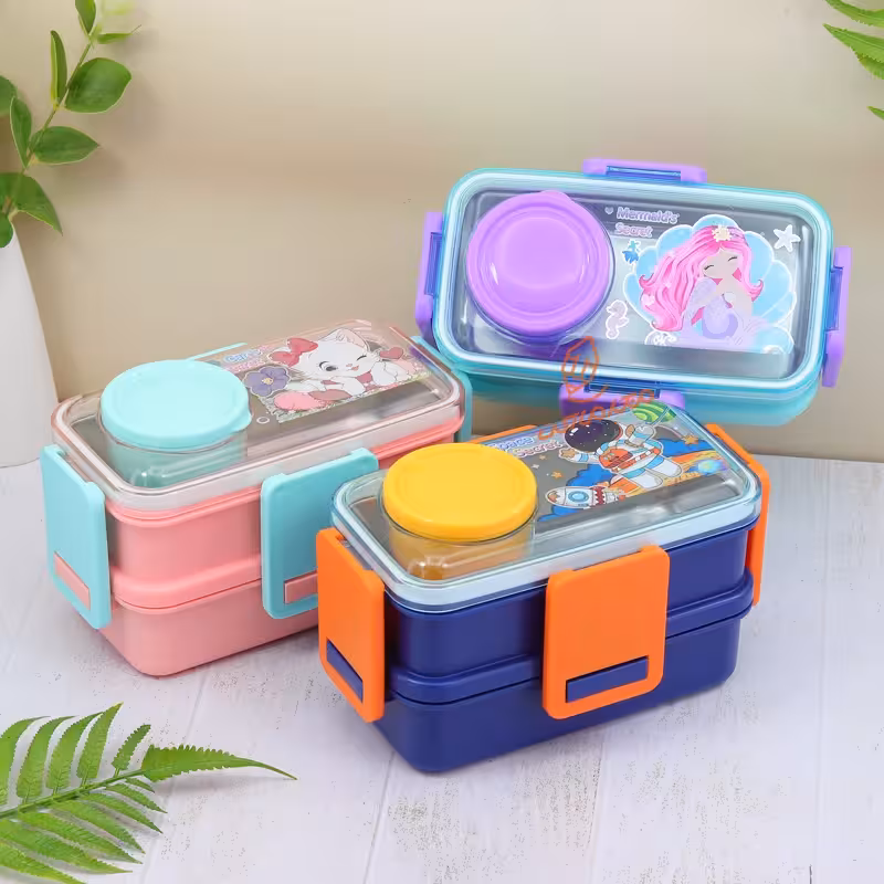 قیمت و خرید ظرف غذا 2 طبقه 500 میل داخل استیل کد 2641