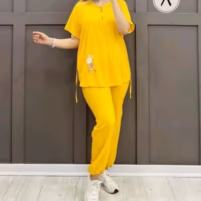 ست نخی بلوز و شلوار نخی زنانه مناسب سایز 38 تا 48