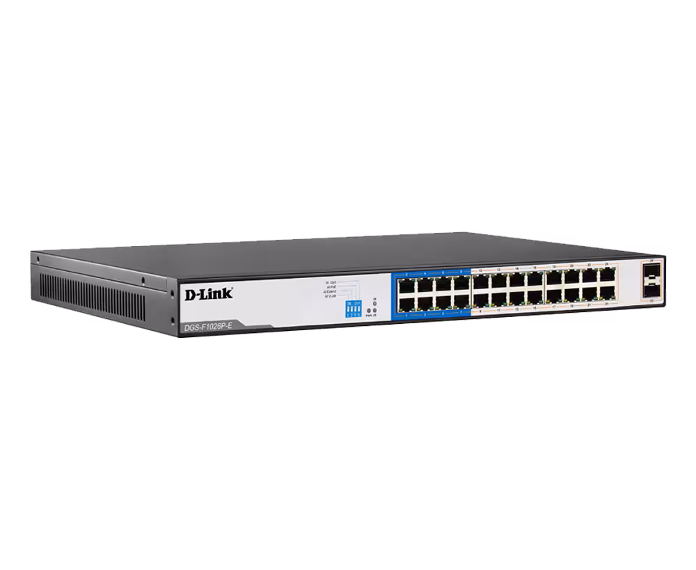 DLINK DGS-F1210-26PS-E with 24 10/100/1000 Mbps PoE ports, 2 Gigabit SFP - تکنو لینک 148