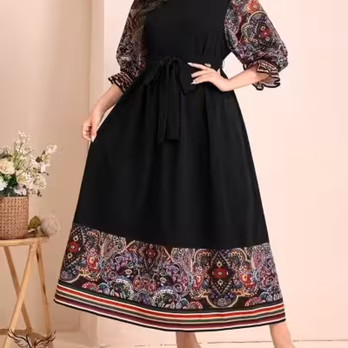 پیراهن مجلسی یقه جواهری سایزبزرگ9577