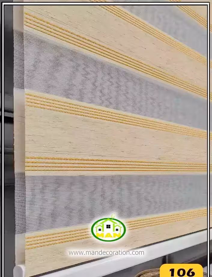 پرده زبرا آشپزخانه کرم قهوه ای دو رنگ کد:106-o251