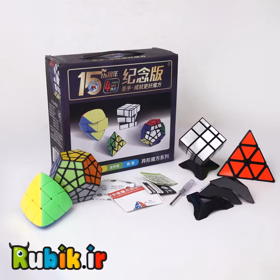 پک 4 عددی روبیک های چند ضلعی و حجمی شنگ شو مشکی Non Standard Sengsou