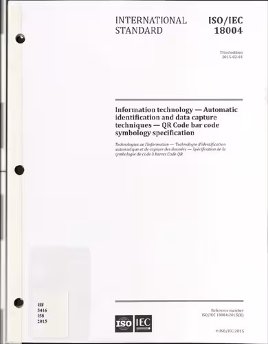خرید و دانلود نسخه کامل کتاب QR Code bar code symbology specification - ISO/IEC 18004:2015
