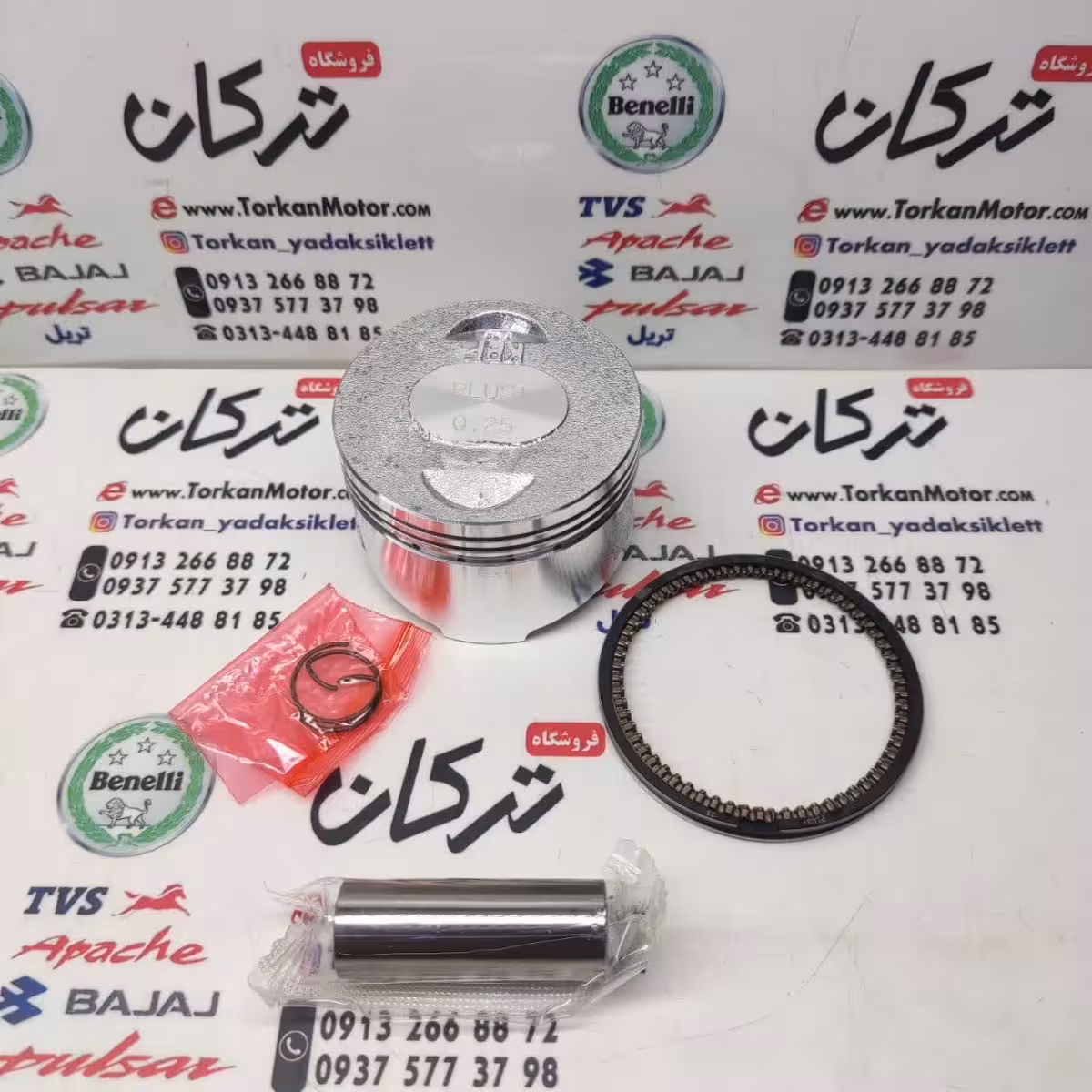رینگ و پیستون ( پستان ) موتور طرح کلیک 150 و طرح ایروکس و NVX کیفیت درجه 1 ( سایز 0.25 )