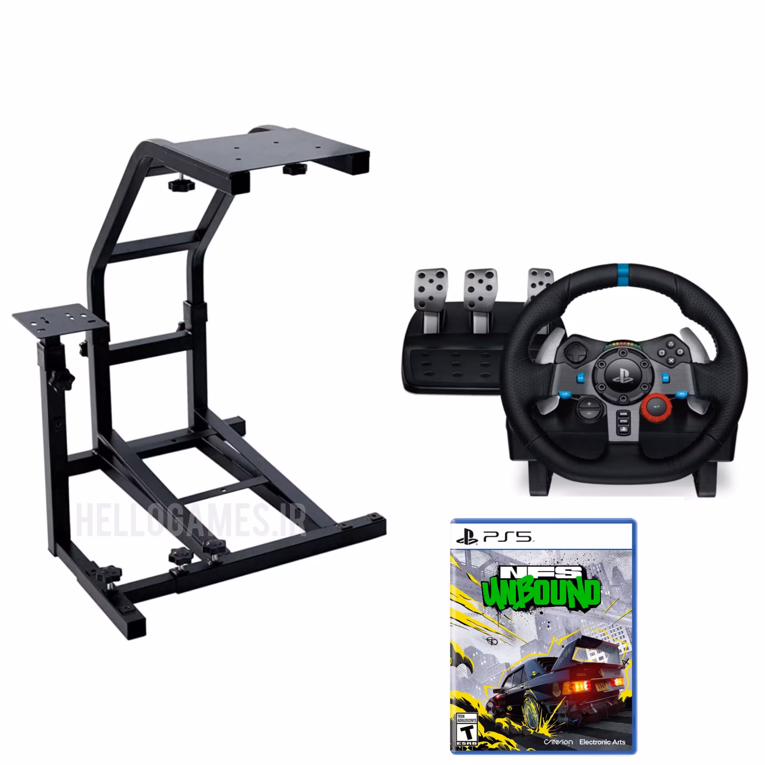 فرمان بازی Logitech G29 استند رانندگی VRS بازی NFS Unbound