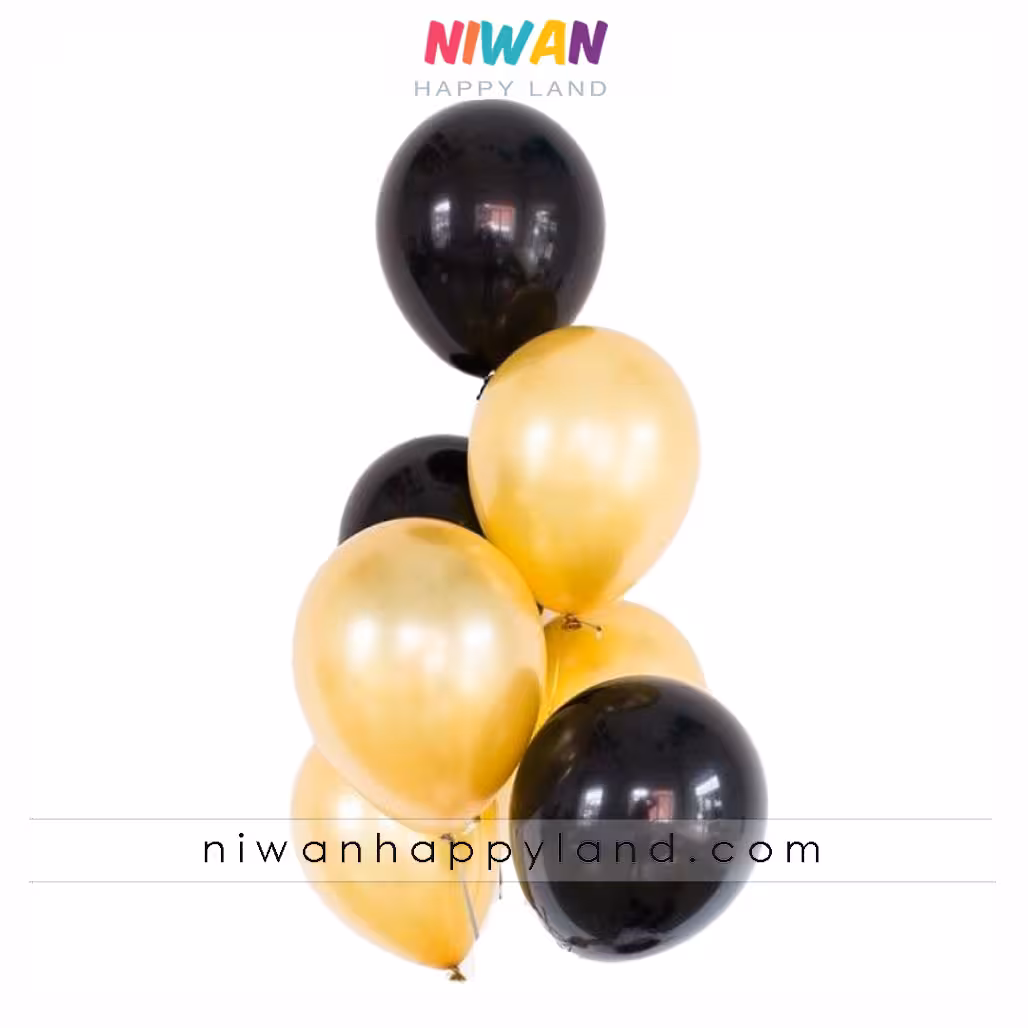پک بادکنک مشکی طلایی 7عددی