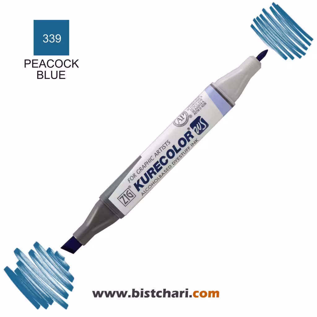 ماژیک راندو دو سر مدل Zig کد Peacock Blue) 339) برند کیورکالر KureColor