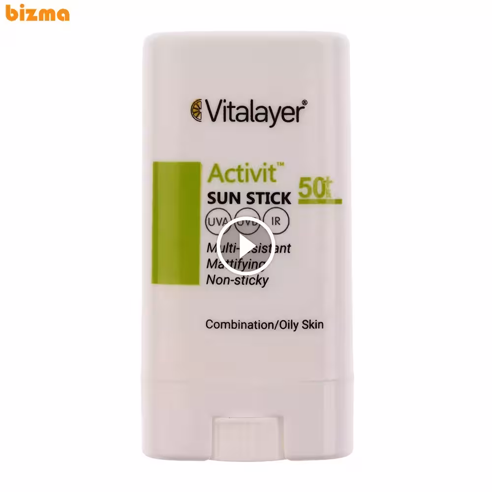 ضد آفتاب استیکی بی‌رنگ ویتالیر SPF50 مدل اکتیویت مناسب پوست چرب و مختلط وزن 15 گرم