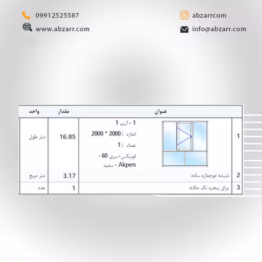 پنجره UPVC اندازه 2 در 2 (( اقساط یک ساله ))