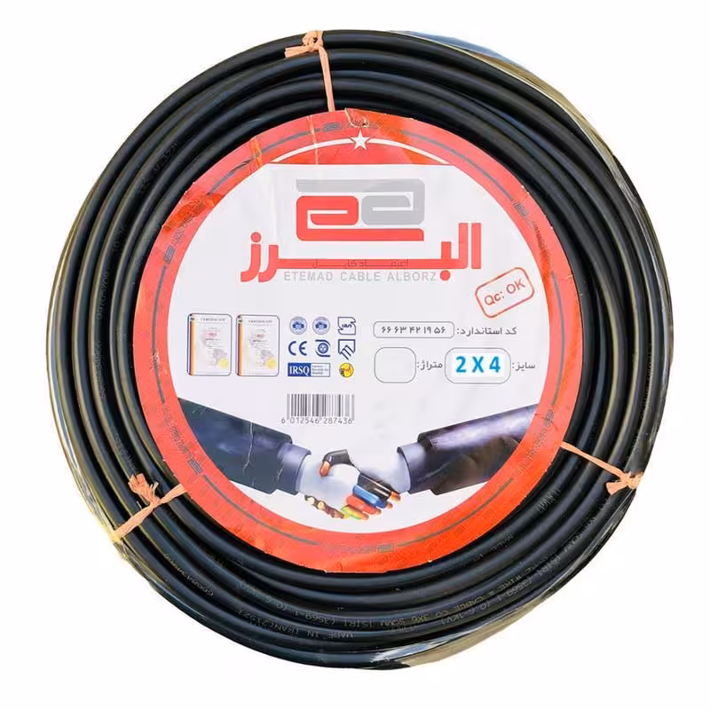 کابل برق افشان 2 در 4 اعتماد کابل البرز مدل ETEMAD ASL تمام مس