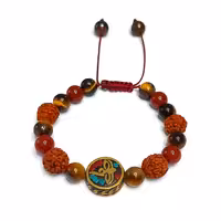 دستبند چشم ببر، عقیق قرمز و خرجکار تبتی کد310043