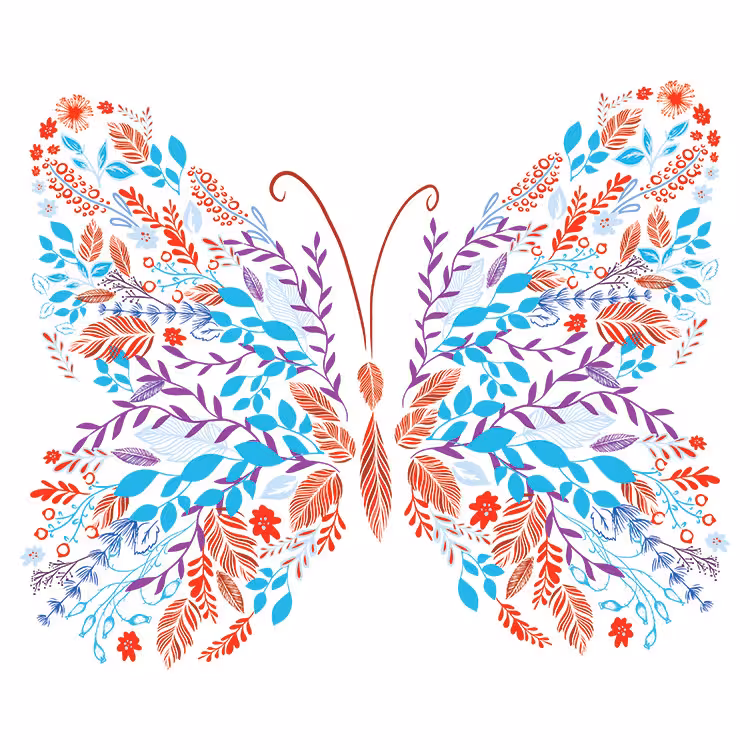 استیکر پارچه و لباس مدل دی تی اف طرح پروانه گل کد H15.3 مجموعه 4 عددی