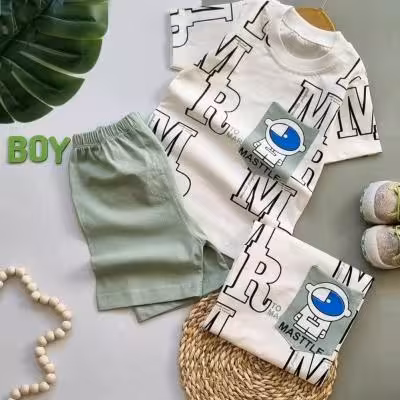 تیشرت شلوارک پسرونه پنبه مدل فضانورد