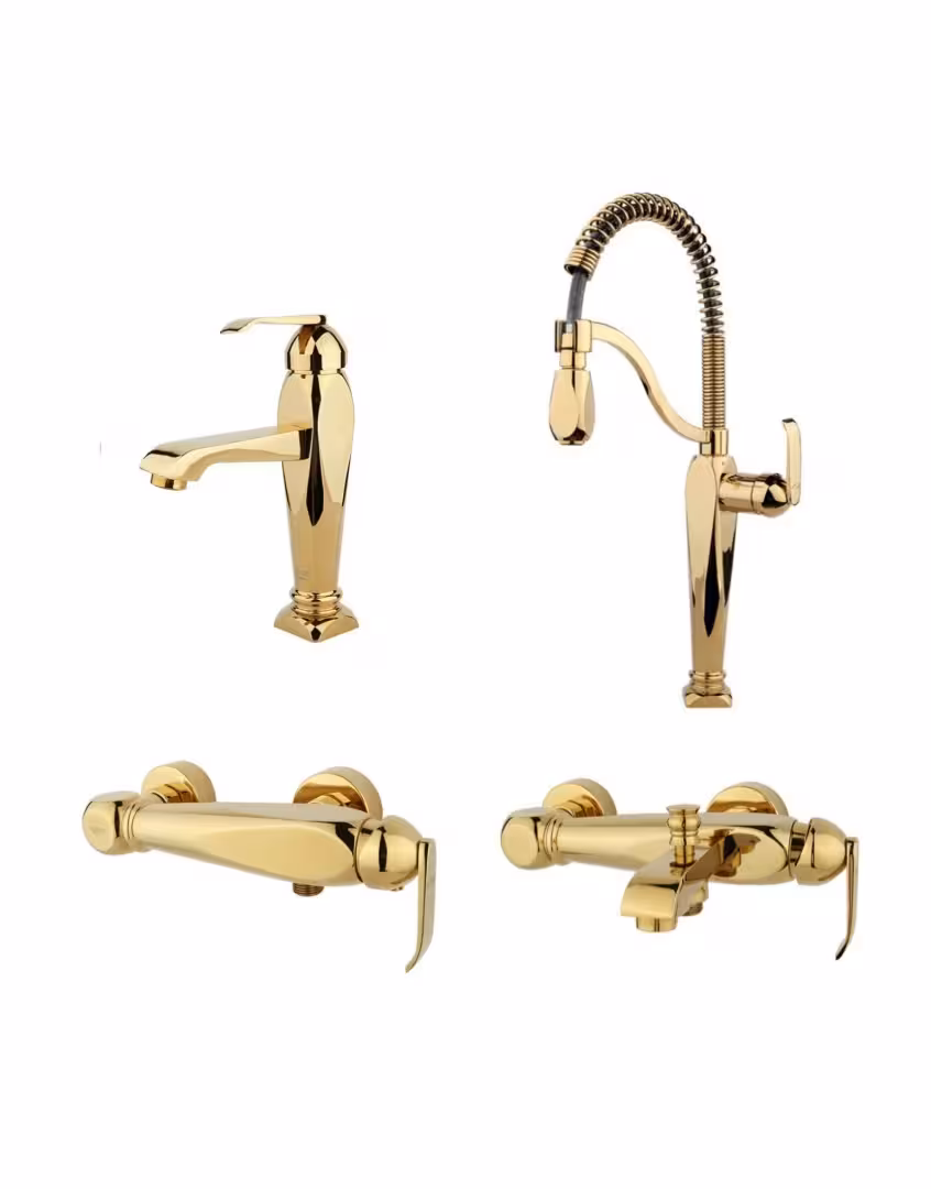 ست چهار تکه شیرآلات راسان مدل آلیس طلایی