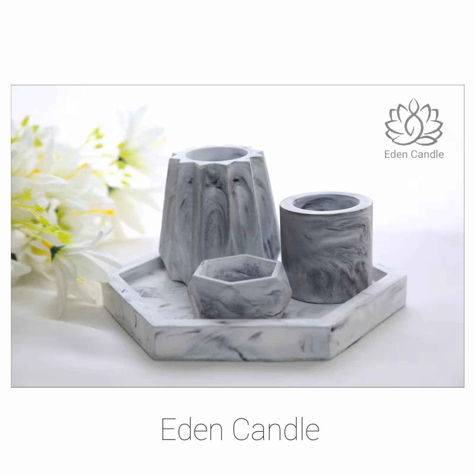 ست سینی و شمع بتنی