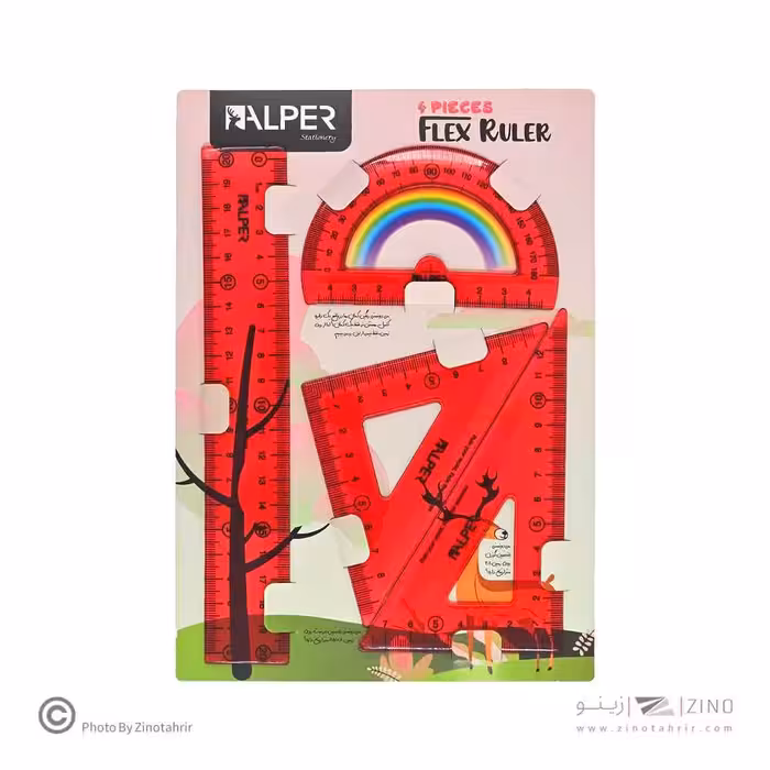 ست نقاله وگونیا خط کش ژله ای 4تکه(نشکن)آلپر