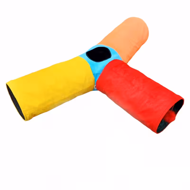 اسباب بازی گربه آدریاناپت مدل تونل سه کانال بلند طرح رنگارنگ | چاوه