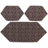 رومیزی سرویس ترمه ابریشم  کد TRSETE56  نفیس  رنگ طوسی خاکی  آستر کرم