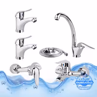 ست 6 عددی شیرآلات مدل قهرمان | شیر ظرفشویی   2 عدد روشویی   حمام   توالت   شلنگ توالت | کروم براق
