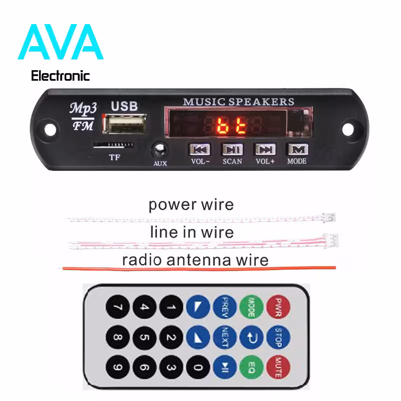 پخش کننده MP3 و رادیو پنلی به همراه کنترل(پشتیبانی از MicroSD و USB)