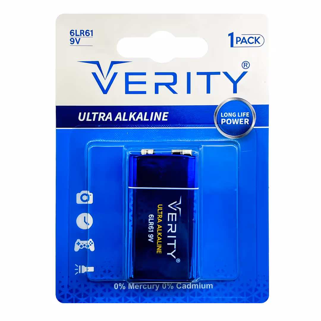 باتری 9V کتابی الترا آلکالاین VERITY کارتی