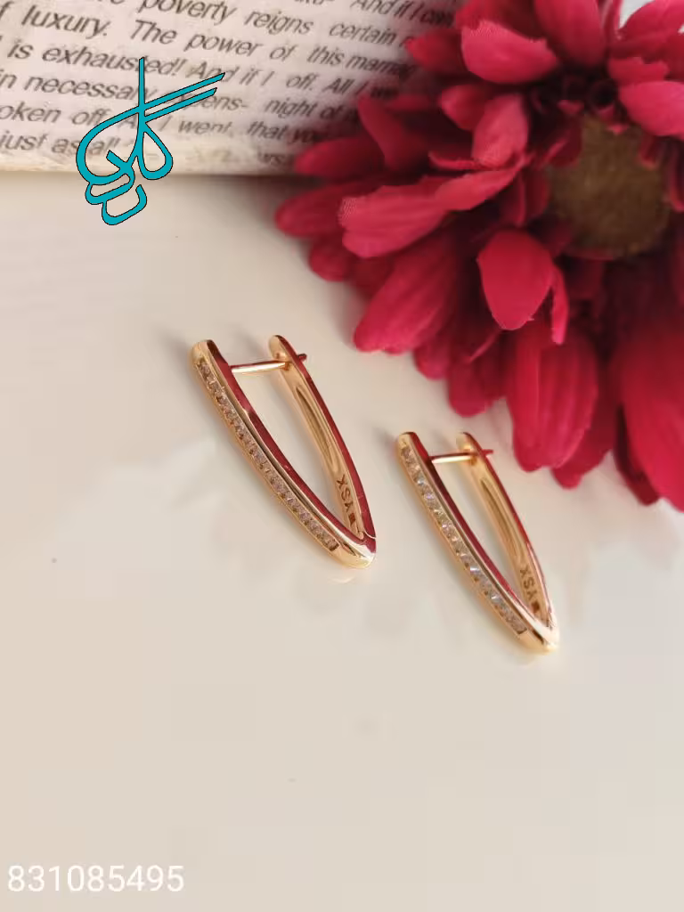 خرید گوشواره حلقه ای طرح جدید کد 1615092 - ردگل