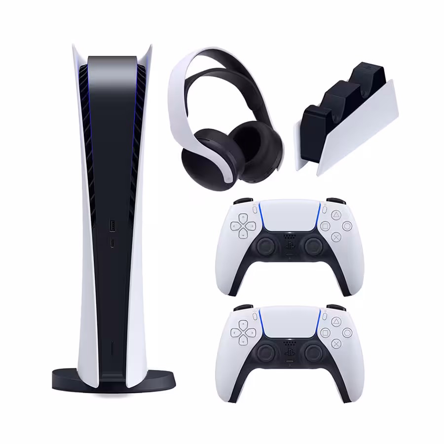 مجموعه کنسول بازی سونی مدل PlayStation 5 Digital ظرفیت 825 گیگابایت به همراه هدست و پایه شارژر