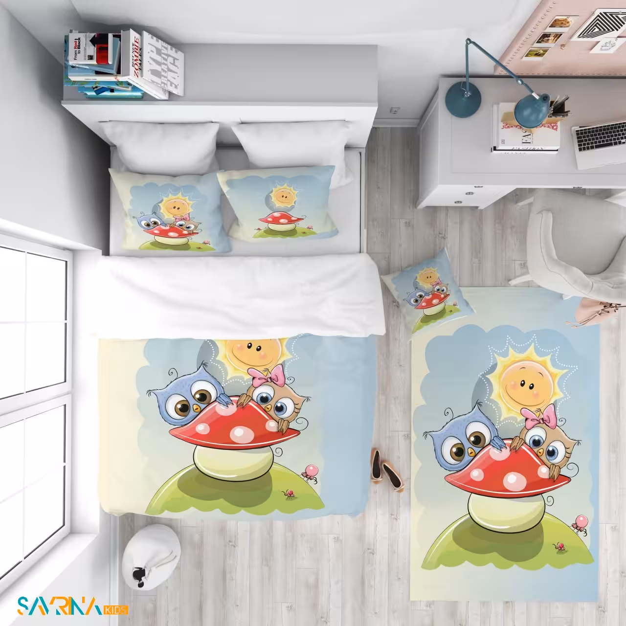 سرویس روتختی طرح جغد خوشحال یک نفره کد AS1380