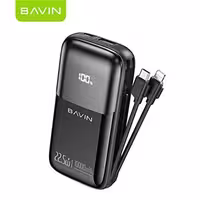 پاوربانک 10000 باوین Bavin PC1099 توان 22.5 وات همراه با 2 کابل متصل