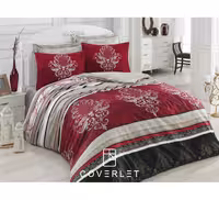 روتختی دونفره زرشکی طرح‌دار کاوری Azra