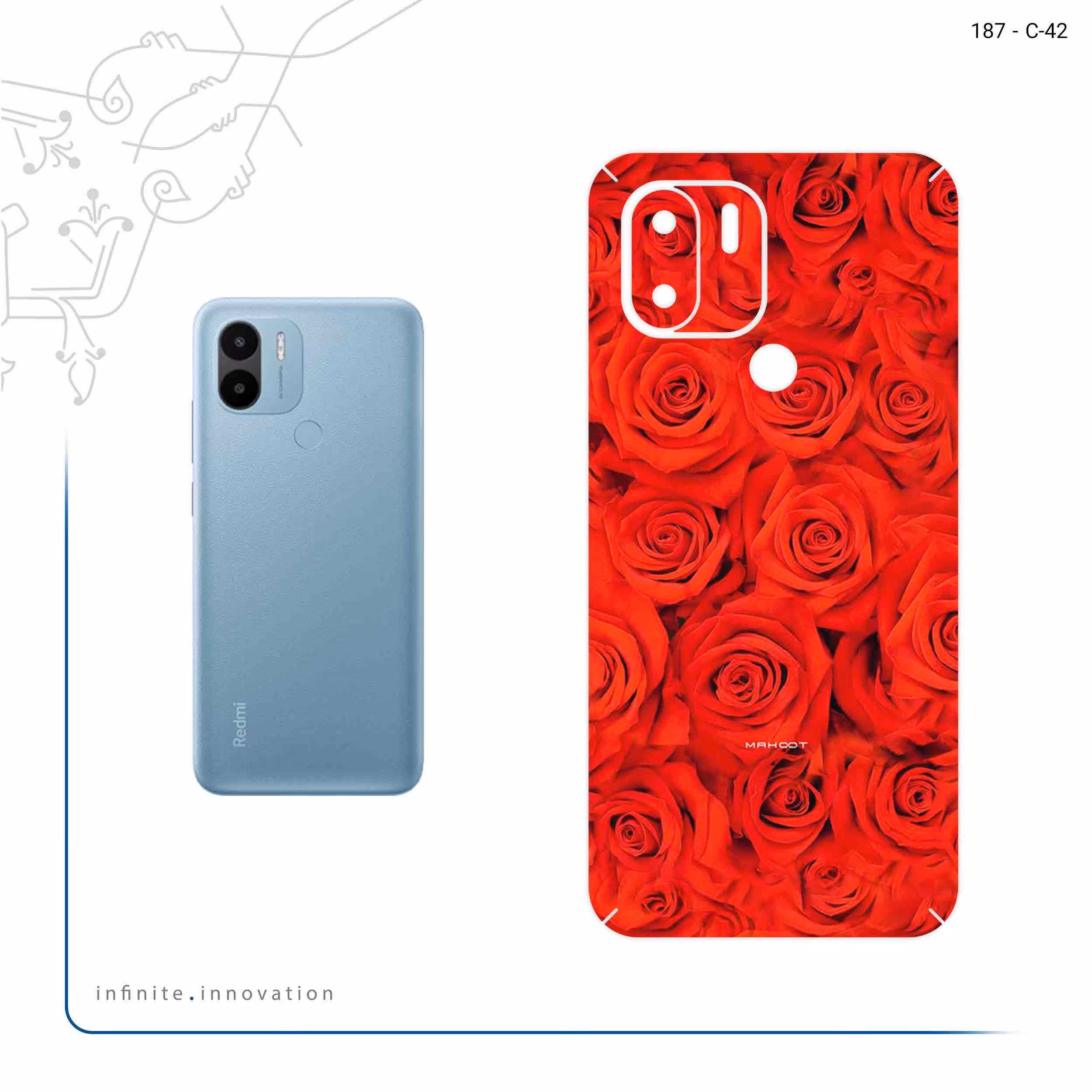 برچسب پوششی ماهوت مدل Red_Flower مناسب برای گوشی موبایل شیائومی Redmi A1 Plus