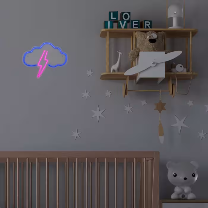 چراغ دیواری نئون دیزاین طرح Cloud-Vs-Lightning_MLC