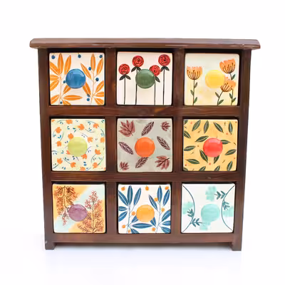  جا ادویه 9 پارچه مدل چوبی و سرامیکی