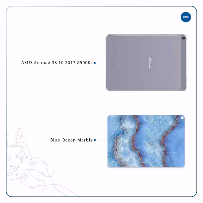 برچسب پوششی ماهوت مدل Blue Ocean Marble مناسب برای تبلت ایسوس Zenpad 3S 10 2017 Z500KL