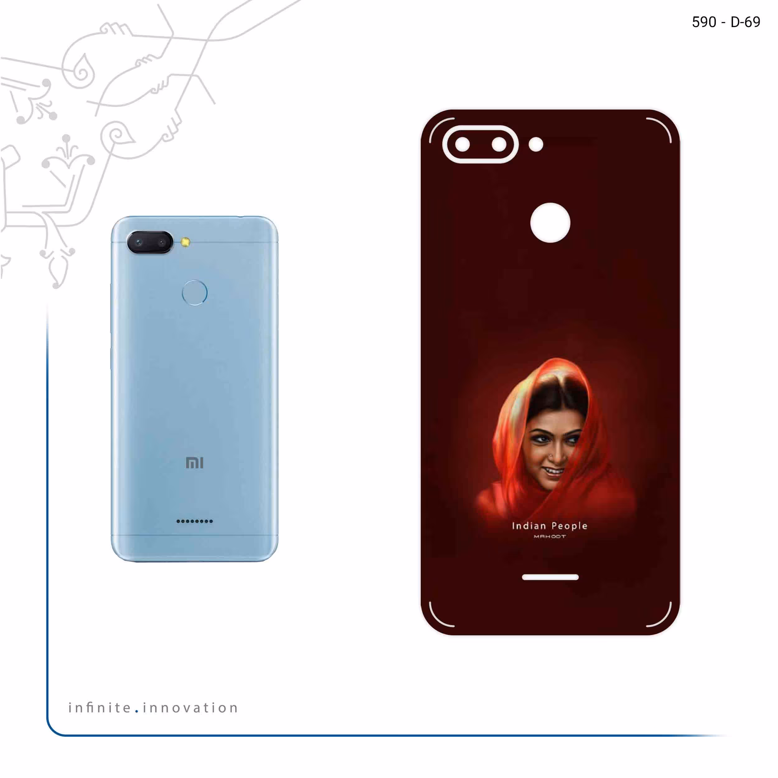 برچسب پوششی ماهوت مدل Portrait of an Indian Woman مناسب برای گوشی موبایل شیائومی Redmi 6