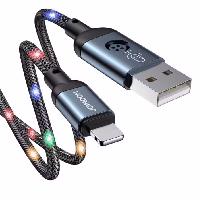 کابل تبدیل USB به لایتنینگ جوی روم مدل چراغ دار طول 1.2 متر
