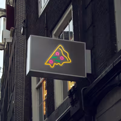 چراغ دیواری نئون دیزاین طرح Pizza-Slice_MLC