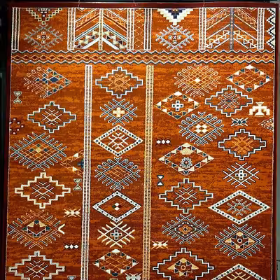 فرش ماشینی ساوین کد 8009 زمینه پرتقالی