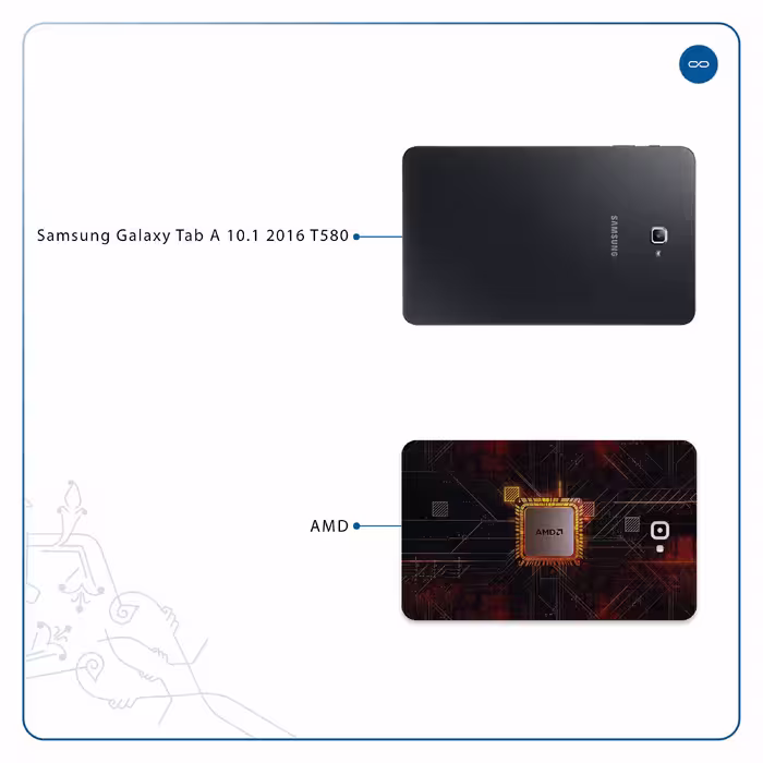 برچسب پوششی ماهوت مدل AMD Brand مناسب برای تبلت سامسونگ Galaxy Tab A 10.1 2016 T580