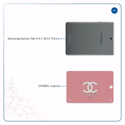 برچسب پوششی ماهوت مدل CHANEL-Logo مناسب برای تبلت سامسونگ Galaxy Tab A 9.7 2015 T555