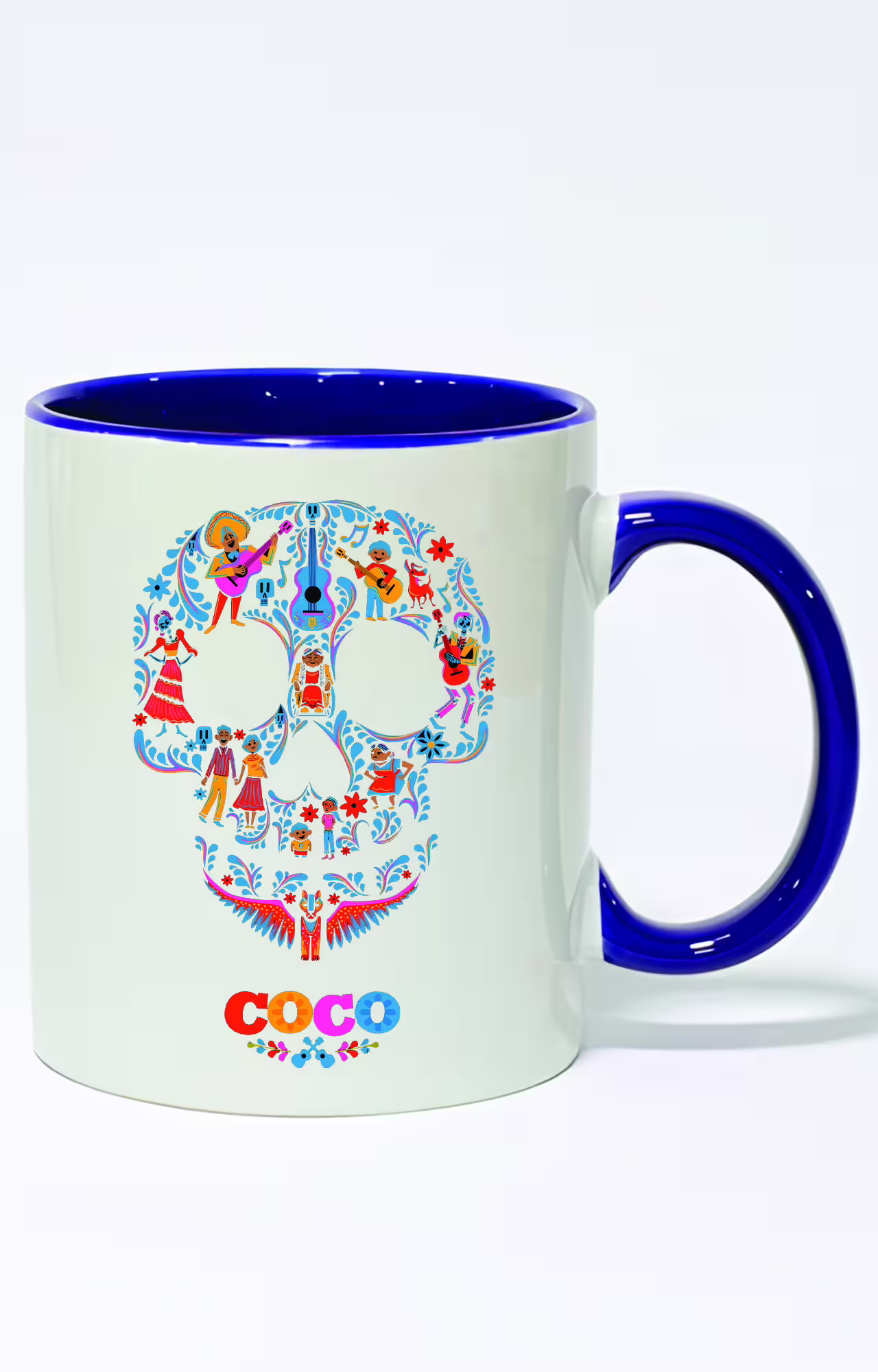 ماگ دسته و داخل رنگی طرح اسکلت coco کد 3566