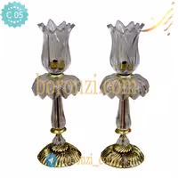 شمعدان کریستال جفتی پایه آبکاری جفتی