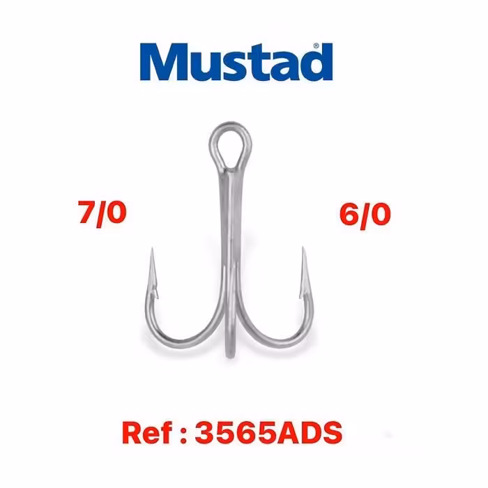 قلاب ماهیگیری سه شاخ موستاد MUSTAD 3565 ADS 2X (بسته 10 عددی)